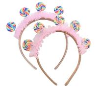 AZIDWERYQ 2 diademas de caramelo con diseño de piruleta, diadema dulce con 4 diademas de plástico de caramelo para niños, niñas, fiestas de cumpleaños, eventos temáticos
