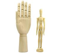 AZIDWERYQ 2 Unids/Set 12 Manos de Madera y 8 Figuras de Maniquí de Dibujo de Madera de Artista Muñecas de Personas Humanas Figura Posable para Dibujar, Pintar, Dibujar Mano