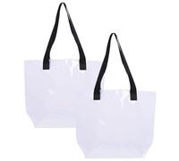 AZIDWERYQ Bolsa de Mano Transparente de 2 uds, Bolsa de Mano de plástico Transparente de Gran Capacidad para Viajes, Trabajo, Compras, Deportes Escolares