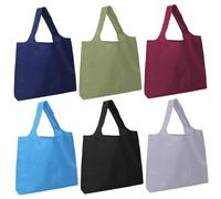 AZIDWERYQ Bolsas de compras Bolsa de compras reutilizable multicolor de 6 piezas Bolsa de mano plegable impermeable para organizar viajes en el hogar Bolsas de lona para comestibles al aire libre