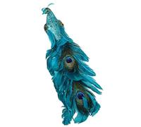 AZIDWERYQ Decoración de Pavo Real, Estatua de Pavo Real de 18 Pulgadas con Brillo Azul con Plumas Naturales y Cola Larga para Decoraciones de árboles de Navidad Decoraciones de árboles de Navidad