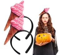 AZIDWERYQ Diadema de helado 2pcs 8.3x4.7in helado cone diadema con forma de cono para mujeres lindas novelas de tela para halloween, cosplay, disfraz, fiesta, estilo1 fiesta