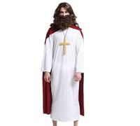 AZIDWERYQ Disfraz de Jesús Túnica y Capa Disfraz de Jesús Hombres Adultos para Fiesta de Cosplay de Navidad, Rango de Altura Adecuado 64, 9-72, 8 Disfraces de Navidad