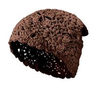 AZIDWERYQ Gorros de Ganchillo para Mujer, Gorro Holgado Floral Transpirable, Gorros Bohemios de algodón cómodos a la Moda para Mujer, Gorro Holgado marrón café para