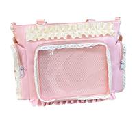 AZIDWERYQ Ita Bag-Bolso con alfileres de nailon con volantes de encaje Kawaii, con pantalla transparente lateral y frontal, correas ajustables, bolso bonito Y2k para niñas