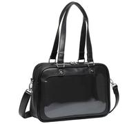 AZIDWERYQ Ita Bag Kawaii Bolsos cruzados de cuero de PU con inserto y correa cruzada extraíble Pin Display Bolso escolar japonés para niñas amantes del anime Negro
