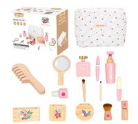 AZIDWERYQ Juego de Juguetes de Maquillaje de Madera Maquillaje Educativo temprano Completo Imaginativo Interactivo Juguete Suave Lindo con Bolsa de algodón, Regalos para niñas