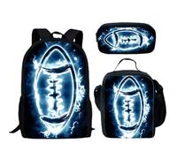 AZIDWERYQ Mochila de fútbol para niños Set de 3 Piezas, Sacos de fútbol con Estuche de lápiz y Bolsa de Almuerzo, Mochila Deportiva para Edades de 3-12 Mochilas de Edades Escolares