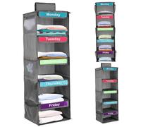 AZIDWERYQ Organizador de Ropa semanal 5 39x12 Pulgadas Organizador de Ropa para días de la Semana con Etiqueta y Bolsillo Lateral 30 Libras para Colgar para el hogar, la Escuela semanal