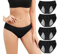 AZIDWERYQ Ropa Interior del período de Las niñas, Ropa Interior del período de algodón Transpirable de 4 Piezas, Bragas a Prueba de Fugas de Flujo Pesado, Bragas elásticas de Cintura en Medio