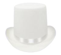 AZIDWERYQ Sombrero de copa blanco para adulto, sombrero de mago de 6, 5 de altura para disfraz de cosplay, tocados para espectáculo en escenario