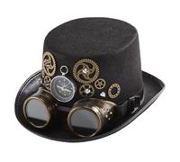 AZIDWERYQ Sombreros de copa Steampunk, sombrero de disfraz Steampunk, sombreros de copa góticos unisex, sombrero de disfraz con gafas negro