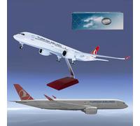 AZIZAT 18.5" 1:135-Scale Model Jet Model Airplane Turkish A350-900 Collectibles Display Die-Cast Model Plane Resin for Collection Gift Ornament