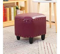 AZJJDP 16in Foot Stool Small PU Leather Ottoman, Footrest Stool with Solid Wood Feet, Modern Upholstered Footrest for Living Room Bedroom, Dark Green