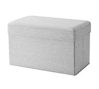 AZJJDP Foldable Bench in Green Portable Storage Footstool with Removable Lid Linen Look Fabric Folding Pouffe Stool Chest Seat Grey 50x30x30cm