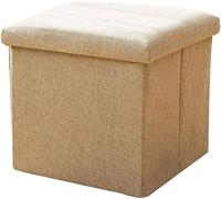 AZJJDP Foot Stool Ottoman Footrest Cube Footrest, Folding Linen Storage Chest Footstool Toy Box Shoe Bench with Lid Suitable for Hallway Patio Living Room-25x25x25cm(10x10x10inch)-Grass g