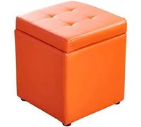 AZJJDP Foot Stool Ottoman Footrest Foot Stool Cube Faux Leather Ottoman Storage Pouf Bench Seat,Toy Box with Hinge Top Organizer Box Pouf Chest(Color:Black,Size:30x30x35cm(12x12x14inch))