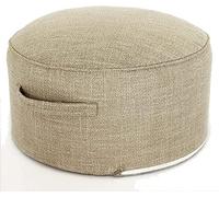 AZJJDP Foot Stool Round Footstool for Living Room Cotton Linen Foot Stools Shoe Change Stool Bedroom Rest Foot Stools,Dark beige-40 * 40 * 20cm