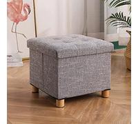 AZJJDP Foot Stool Storage Footstool Square Foot Stools Shoe Change Stool Cotton Linen Foot Stool Footstools for Living Room for The Bedroom,Gray-38x38x38cm