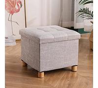 AZJJDP Foot Stool Storage Footstool Square Foot Stools Shoe Change Stool Cotton Linen Foot Stool Footstools for Living Room for The Bedroom,Light gray-30x30x30cm
