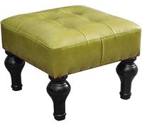 AZJJDP Footstool Ottomans Foot Stool Low Foot Stool, Square Faux Leather Footrest Ottoman, Modern Padded Seat for Living Room Bedroom with Black Solid Wood Legs, 34cm34cm, Red (Green)