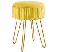 AZJJDP Luxury Makeup Vanity Stool with Adjustable Gold Legs Round Footstool for Bedroom Dressing Table Storage Side Table and Coffee Table Low Stool Living Room Sofa Stool Powder Room Seat