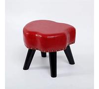 AZJJDP Modern Foot Stool - Solid Wooded Legs, Small Faux Leather Ottoman Foot Rest Footstool Personalized Upholstered Footrest for Living Room, 30cm(12in) Hight, Red