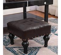 AZJJDP Ottomans Foot Stool Low Foot Stool, Square Faux Leather Footrest Ottoman, Modern Padded Seat for Living Room Bedroom with Black Solid Wood Legs, 34cm34cm, Red (Brown)