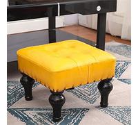 AZJJDP Ottomans Foot Stool Low Foot Stool, Square Faux Leather Footrest Ottoman, Modern Padded Seat for Living Room Bedroom with Black Solid Wood Legs, 34cm34cm, Red (Yellow)