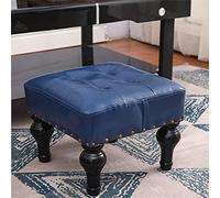 AZJJDP Ottomans Foot Stool Low Foot Stool, Square Faux Leather Footrest Ottoman, Modern Padded Seat for Living Room Bedroom with Black Solid Wood Legs, 34cm34cm, Red (Blue)