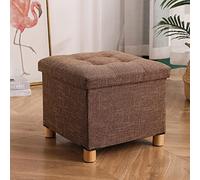 AZJJDP Ottomans Foot Stool Storage Footstool Square Foot Stools Shoe Change Stool Cotton Linen Foot Stool Footstools for Living Room Ottomans for The Bedroom, Brown- 38x38x38cm
