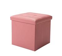 AZJJDP Reposapiés Plegable, Taburete con Forma de Cubo, Caja de Juguetes, Mesa de Centro, Asiento Acolchado, reposapiés de Cuero Suave y cómodo, Carga máxima 100 kg, Rosa, 38 x 38 x 38 cm (15 x 15