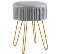 AZJJDP Round Footstool with Adjustable Gold Legs Modern Bedroom Dressing Table Makeup Chair with Storage Side Table Coffee Table Low Stool for Sofa or Vanity Seat