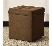 AZJJDP Storage Ottoman, Cube Ottoman Footrest with Storage, Cloth Foot Stools, Ottomans with Memory Foam and Faux Linen Seat, Non-Slip Plastic Feet, Beige 30cm30cm35cm