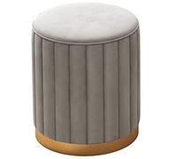AZJJDP Velvet Footstool with Gold Bottom Round Cushioned Stool for Living Room and Bedroom Dressing Chair Included