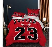 AZJMPKS Jordan NBA - Juego de ropa de cama con impresión 3D, funda nórdica de microfibra supersuave, funda de edredón, funda de almohada, ropa de cama de (A1,220 x 240 cm + 75 x 50 cm x2)