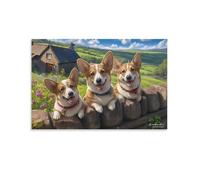 AZJNYDF Corgi - Lienzo decorativo 3D para pared, diseño abstracto y colorido de perro, para sala de estar, dormitorio, baño, decoración de pared, listo para colgar, 30 x 45 cm