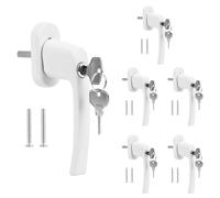 AZKEEGREY 6 tiradores de ventana con cerradura, color blanco, longitud del vástago de 35 mm, cerradura de aluminio con llaves para ventanas, puertas de balcones, puertas de terrazas
