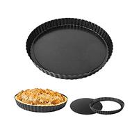 AZKEEGREY Paquete de 2 platos de quiche para el horno antiadherentes, latas de quiche de 24 cm con base suelta, plato redondo para flan con fondo suelto extraíble para hornear