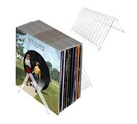 AZKEEGREY Paquete de 2 soportes de almacenamiento de discos de vinilo transparente, 12 ranuras para almacenamiento de discos de vinilo acrílico para almacenamiento de álbumes de escritorio, oficina y