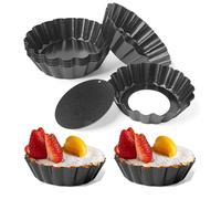 AZKEEGREY Paquete de 20 mini latas de 4 pulgadas para quiche antiadherentes, con fondo extraíble, mini moldes para quiche con base suelta para hornear, color negro