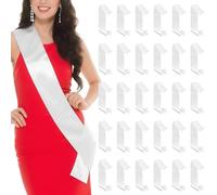 AZKEEGREY Paquete de 30 bandas blancas de satén en blanco, bandas lisas para desfiles, bodas, bandas de cumpleaños personalizadas, 160 x 9,5 cm