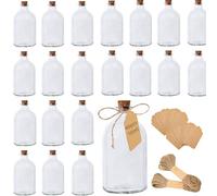 AZKEEGREY Paquete de 40 mini botellas de vidrio con corcho, botellas de vidrio de 50 ml para recuerdos de boda, botella de chupito con tapones de corcho, etiquetas de etiqueta y cuerda para