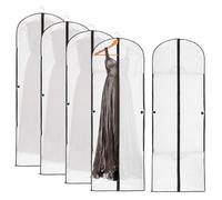 AZKEEGREY Paquete de 5 fundas de vestido de 180 cm de largo, bolsas de ropa a prueba de polvo, fundas protectoras para vestidos de noche, color blanco