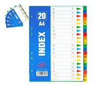 AZKEEGREY Paquete de 5 separadores de archivos de plástico A4 A-Z para archivadores de palanca de 21 partes, separadores de índice multiperforados de la A a la Z