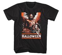 AZKvvKL Halloween Orange Comic Men's T Tshirts Camisetas y Tops Horror Movie Sketch The Night He Came Home(X-Large)