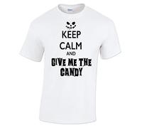 AZKvvKL Halloween T Tshirts Camisetas y Tops Keep Calm and Give Me The Candy Slogan Carry On Parody Mens Womens Ladies Unisex(Medium)