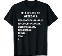 AZKvvKL Weekdays Perceived Felt Length Monday - Sunday Mood T-Tshirts Camisetas y Tops Black(Small)