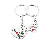 Azlanway Llavero Personalizado, Juego de 2 Llaveros para Pareja, Llavero de Metal con Cerradura de Corazón, Pequeños Regalos para Papá Mamá Esposo Esposa Novio Amigo Colegas