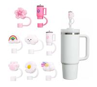 Azlanway Pajitas Cubiertas Accesorios, 8 tapas 10mm de Pajitas Material de Silicona a Prueba de Polvo, Pajitas Reutilizables Tapa Consejos sin BPA Accesorios para Stanley Cup 850 ml y 1200 ml